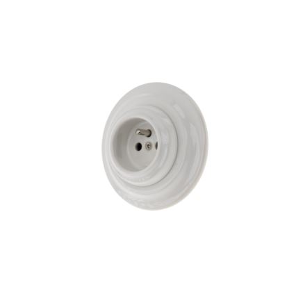 Reblig - Porzellan-Retro-Wandsteckdose mit Rahmen 250V/16A, weiß