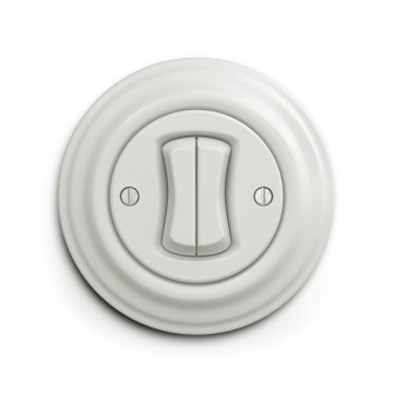 Reblig - Retro Doppel-Taster mit Rahmen, Keramik, weiß