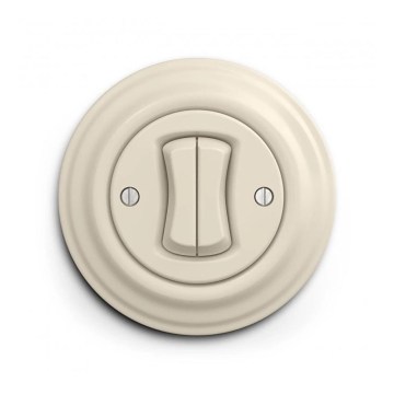 Reblig - Retro Doppeltaster mit Rahmen, Beige