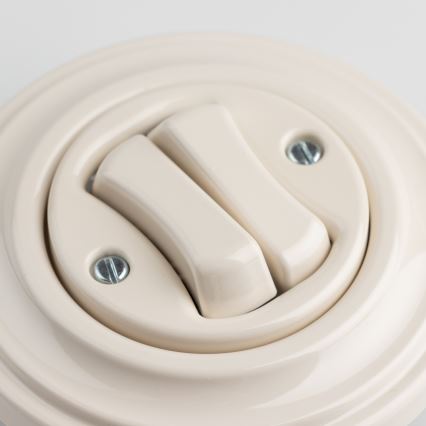Reblig - Retro Doppeltaster mit Rahmen, Beige