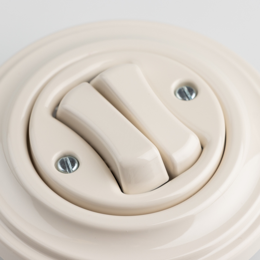 Reblig - Retro Doppeltaster mit Rahmen, Beige