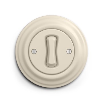 Reblig - Retro einpoliger Lichtschalter mit Rahmen Nr. 1, beige
