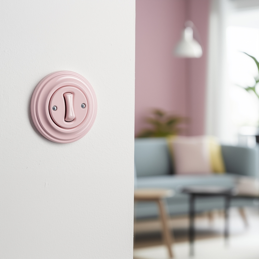 Reblig - Retro einpoliger Schalter mit Rahmen Nr. 1 Altrosa