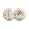 Reblig - Retro-einpoliger Schalter Nr. 1 und 230V-Steckdose mit Rahmen, beige