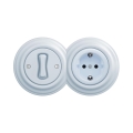 Reblig - Retro einpoliger Schalter Nr. 1 und SCHUKO-Steckdose 230 V mit Rahmen, blau