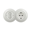 Reblig - Retro-Einpolschalter Nr. 1 und SCHUKO-Steckdose 230 V mit keramischem Rahmen, weiß