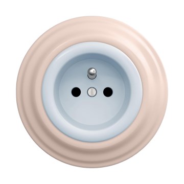Reblig - Retro-Haushaltssteckdose mit Rahmen, 230 V, blau/altrosa