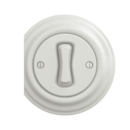 Reblig - Retro-Kreuzschalter ohne Rahmen Nr. 7, weiße Keramik