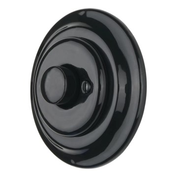 Reblig - Retro-Porzellan-Drehdimmer mit Rahmen 250V/10A schwarz