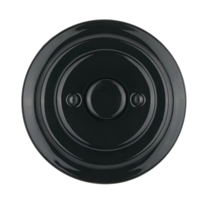 Reblig - Retro-Porzellan-Drehdimmer mit Rahmen 250V/10A schwarz
