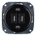 Reblig - Retro-Porzellan-USB-Steckdose, rahmenlos, 2x USB-A, schwarz