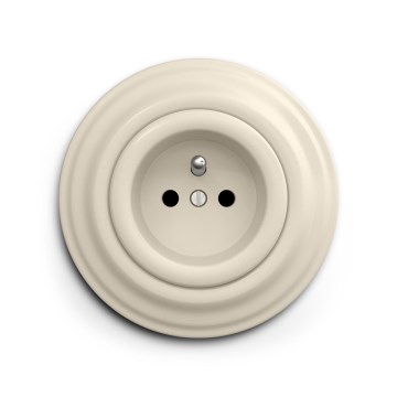 Reblig - Retro-Steckdose für Zuhause mit Rahmen 230 V beige