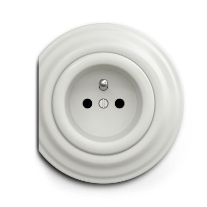 Reblig - Retro-Steckdose ohne Rahmen 230V Keramik weiß