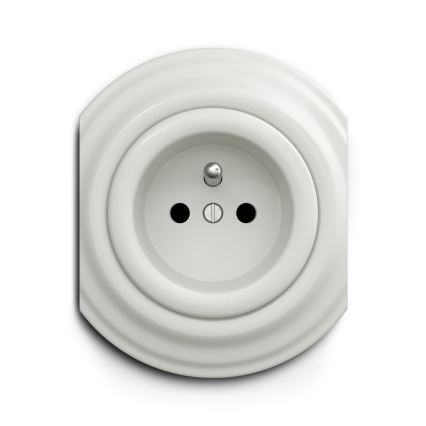 Reblig - Retro-Steckdose ohne Rahmen 230V Keramik weiß
