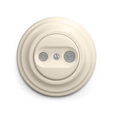 Reblig - Retro-Teilnehmerdose TV+R (durchgeschleift) mit Rahmen, beige