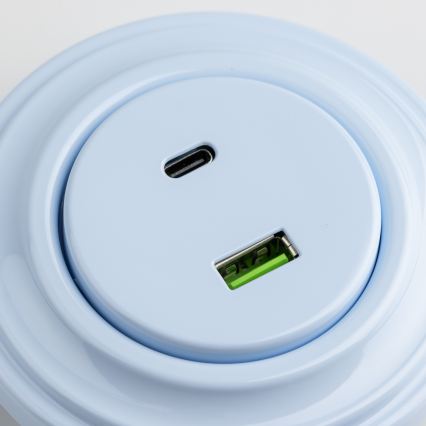 Reblig - Retro-USB-Steckdose A+C mit Rahmen, blau
