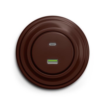 Reblig – Retro-USB-Steckdose A+C mit Rahmen, braun