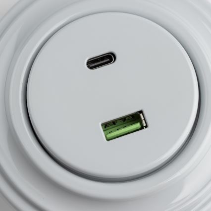 Reblig - Retro-USB-Steckdose A+C mit Rahmen, grau