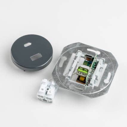 Reblig - Retro-USB-Steckdose A+C mit Rahmen in Anthrazit