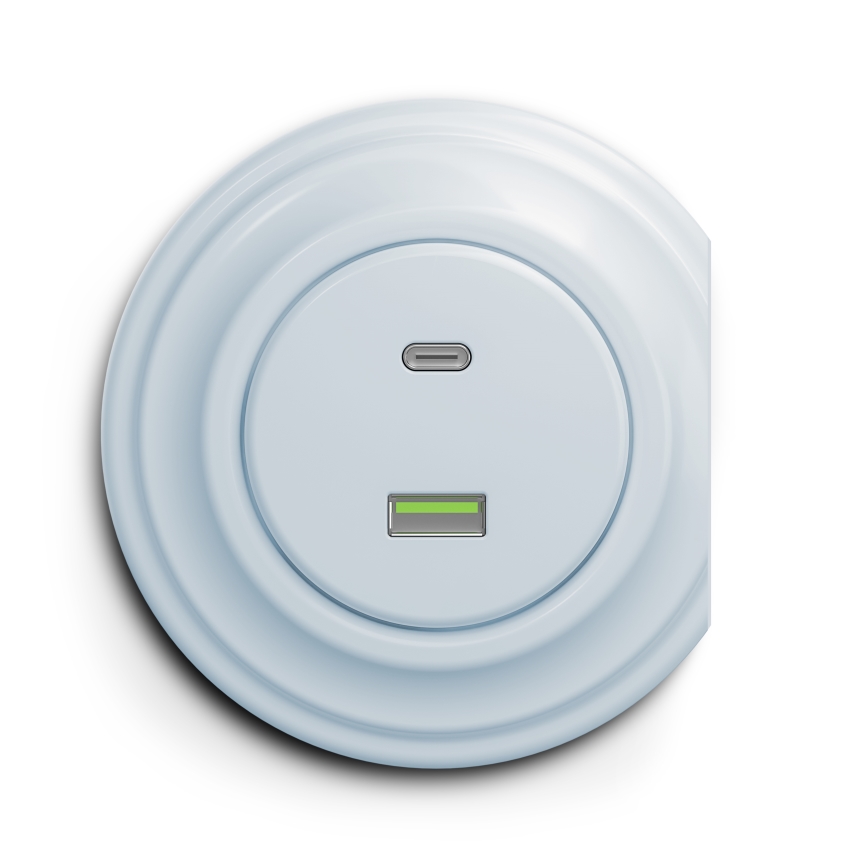 Reblig - Retro USB-Steckdose A+C rahmenlos blau