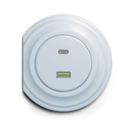 Reblig - Retro USB-Steckdose A+C rahmenlos blau