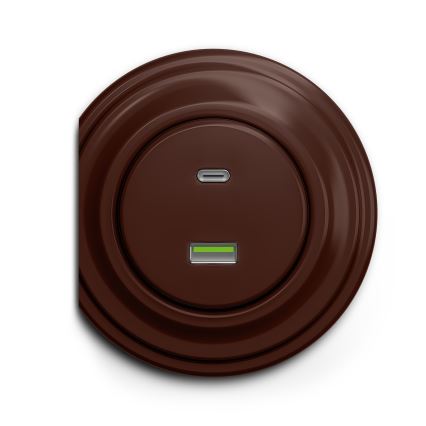 Reblig - Retro USB-Steckdose A+C, rahmenlos, braun