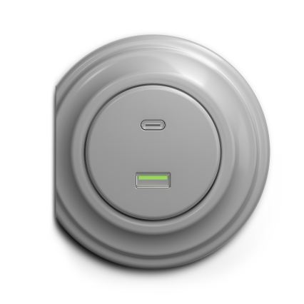 Reblig - Retro-USB-Steckdose A+C rahmenlos grau
