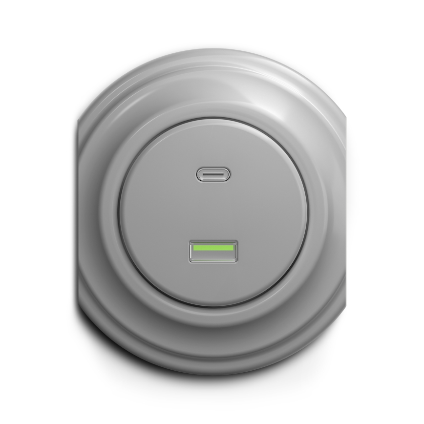 Reblig - Retro-USB-Steckdose A+C rahmenlos grau