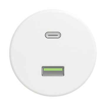 Reblig - Retro-USB-Steckdose (USB-A + USB-C), rahmenlos, schneeweiß