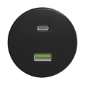 Reblig - Retro-USB-Steckdose (USB-A + USB-C), rahmenlos, schwarz