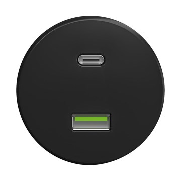 Reblig - Retro-USB-Steckdose (USB-A + USB-C), rahmenlos, schwarz