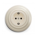 Reblig - Retro-Wandsteckdose mit Rahmen SCHUKO 230V/16A beige