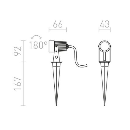 RED - Design Rendl - R10530 - LED Auβenbeleuchtung GUN LED/3W/230V IP65