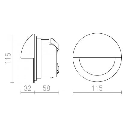 RED - Design Rendl - R10558 - LED Außen Oreintierungseinbauleuchte ASTERIA LED/3W/230V IP54