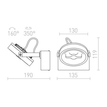 RED - Design Rendl - R12332 - LED Wand-Spotlight KELLY LED/12W/230V