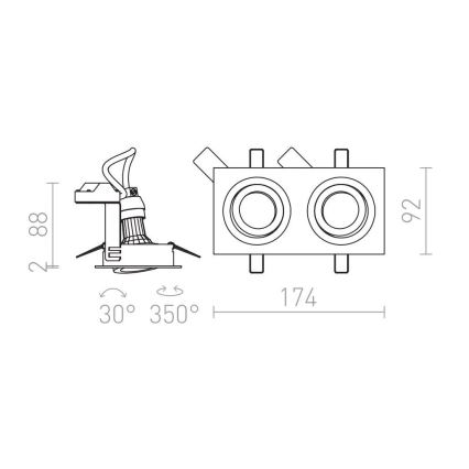 RED - Design Rendl - R12713- Einbauleuchte PASADENA 2xGU10/50W/230V