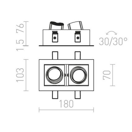 RED - Design Rendl - R12857 - LED-Einbauleuchte BONDY 2xLED/7W/230V