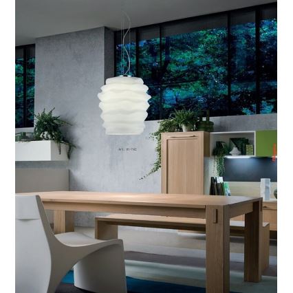 Redo 01-1142 - Hängeleuchte MAGMA an Kabel, 1x E27/42W/230V, Ø 38 cm, glänzender Chrom/Weiß