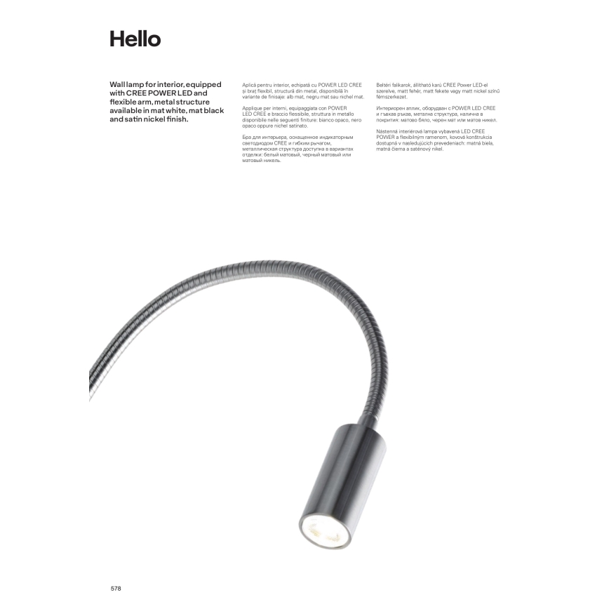 Redo 01-1195 - Flexible kleine LED-Leuchte HELLO LED/3W/230V matt Chrom