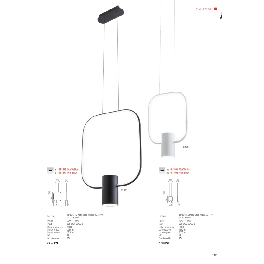 Redo 01-1227 - Dimmbare LED-Tischleuchte DOM LED/21W/230V, schwarz