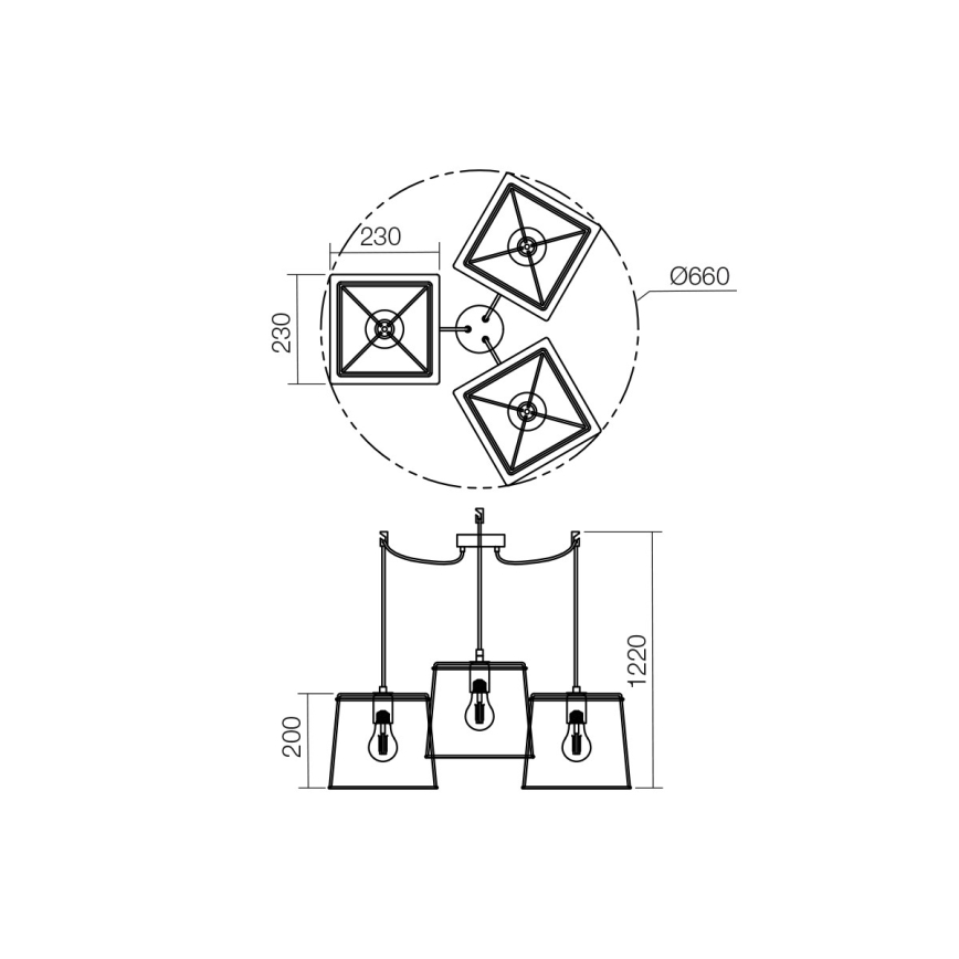 Redo 01-1265 - Hängeleuchte SKETCH 3xE27/42W/230V Spinne