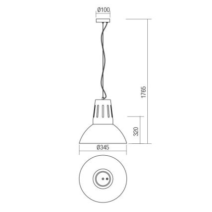 Redo 01-1281 - Pendelleuchte an Kabel PEEP 1xE27/42W/230V Ø 34,5 cm schwarz