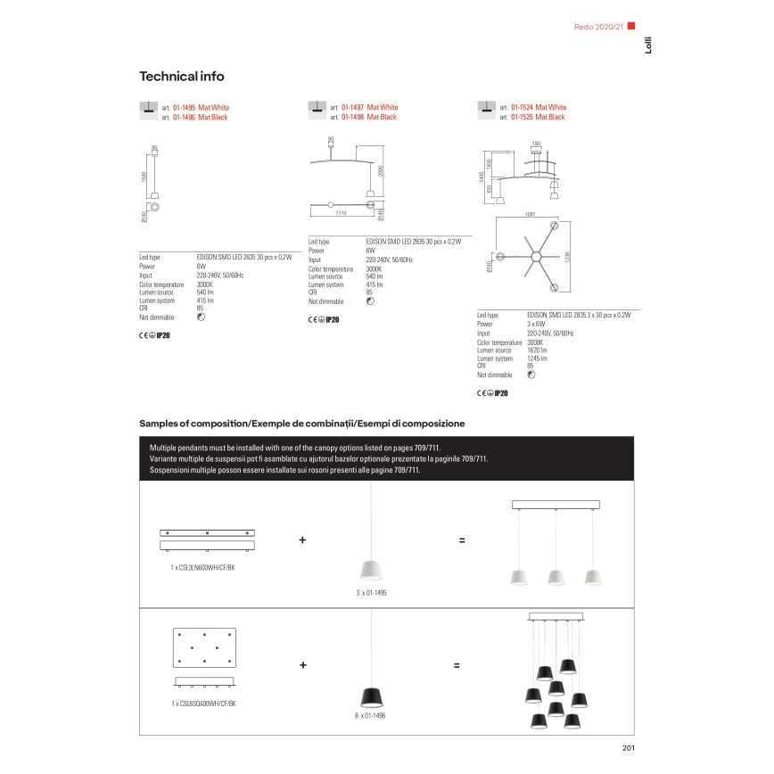 Redo 01-1496 - LED Pendelleuchte an Kabel LOLLI LED/6W/230V Ø 14 cm schwarz