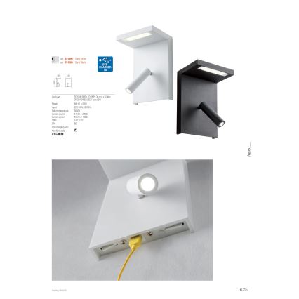Redo 01-1500 - LED-Wandstrahler AGOS LED/6W/230V + LED/3,2W USB schwarz