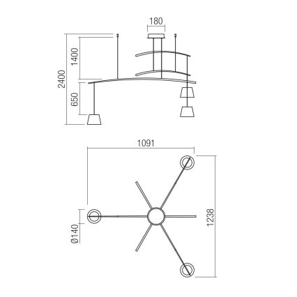 Redo 01-1525 - LED-Hängeleuchte an Schnur LOLLI 3xLED/6W/230V schwarz