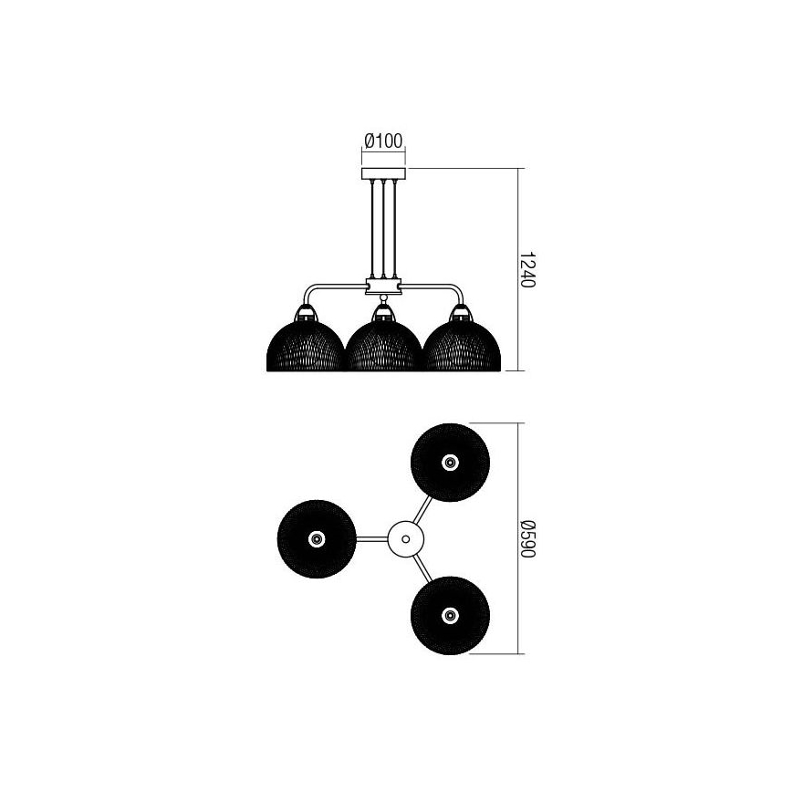 Redo 01-1573 - Pendelleuchte TAMIS an Kabel, 3xE27/42W/230V, Ø 59 cm, schwarz