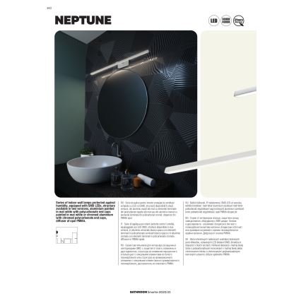 Redo 01-1675 - NEPTUNE LED-Badspiegelleuchte, 18 W, 230 V, 89,5 cm, IP44, weiß