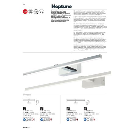 Redo 01-1677 - LED-Beleuchtung für Badezimmerspiegel NEPTUNE, 18 W, 230 V, 89,5 cm, IP44, Weiß