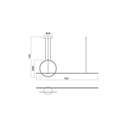 Redo 01-1735 - Dimmbare LED-Hängeleuchte an Schnur GIOTTO LED/46W/230V schwarz