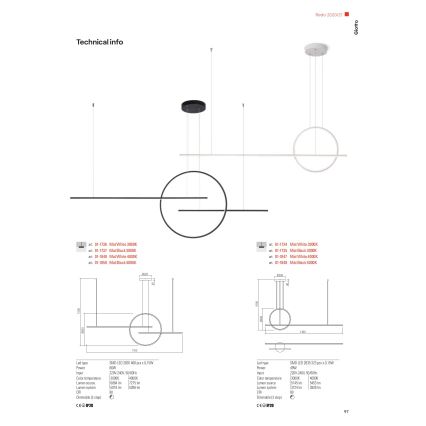 Redo 01-1735 - LED dimmbare Hängeleuchte an Seil GIOTTO LED/46W/230V schwarz